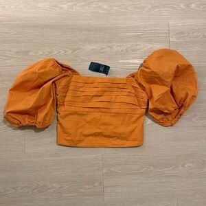 NEW WITH TAGS Abercrombie Orange Puff Sleeve Top
